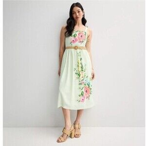 Maison Tara Womens Floral Rafia Dress Size 10 With Pockets